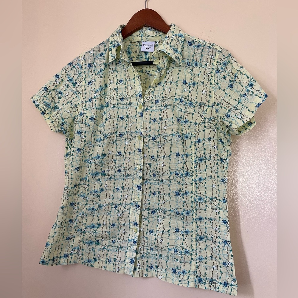 Women's Columbia Floral Yellow Cotton Tee-Shirt Size M